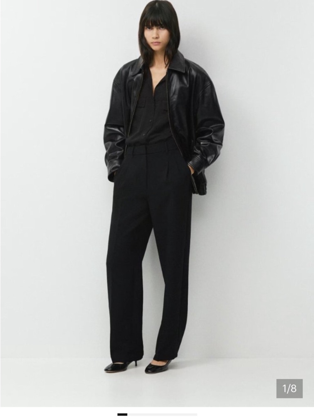 Aritzia Wilfred Effortless Pant Black High Rise Wide Leg Trousers Size M